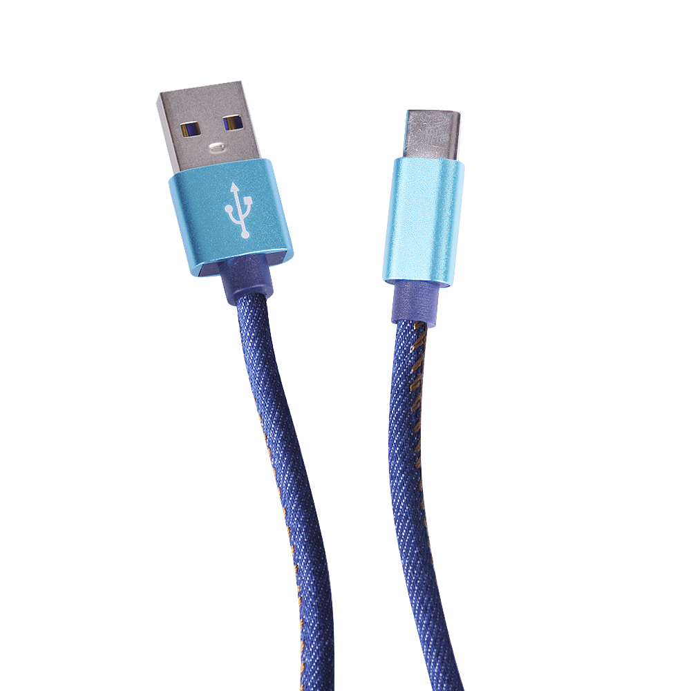 Кабель Pujimax в тканевой оплетке USB - Type-C 2.4A, 1 метр (Синий)