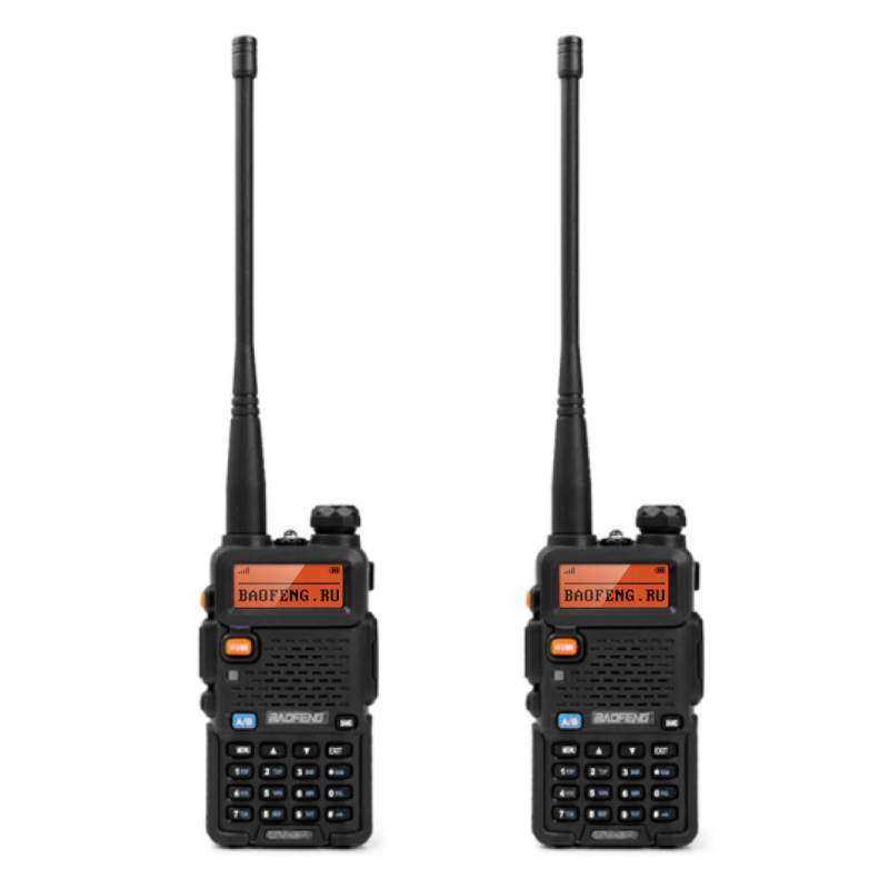 Радиостанция Baofeng UV-5R, Черная (2 шт. в комплекте) (Черный)