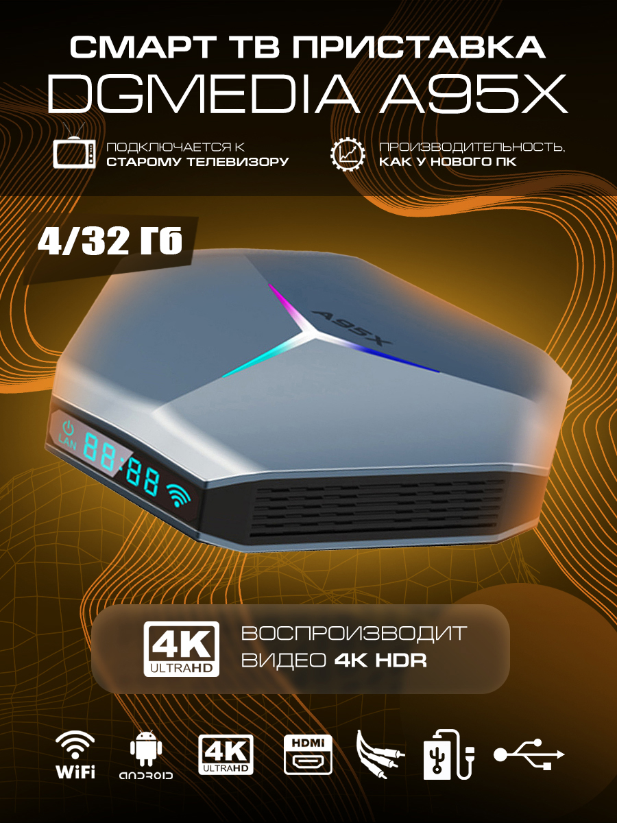 

Андроид ТВ приставка DGMedia A95 F4 Amlogic S905X4 (4/32)
