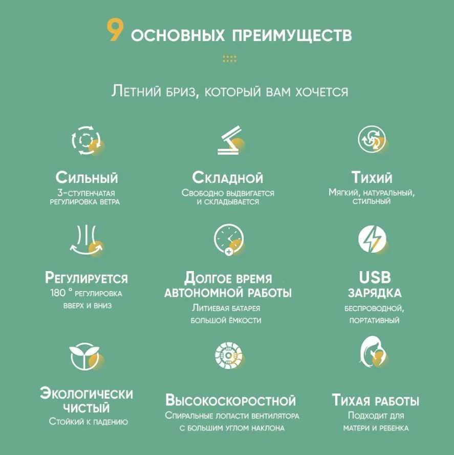 Портативный вентилятор DAI-HEART BG-N1 (Белый)