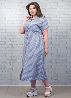 Платье Qianzhidu ромбик 210711 (Голубой, 46)