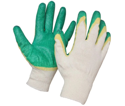 Перчатки трикотажные с латексным обливом 4 шт (2 слоя)