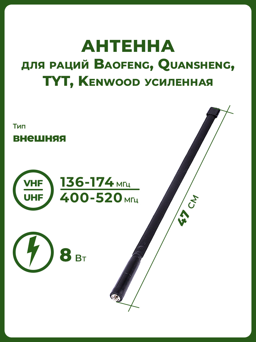 Антенна складная тактическая для раций Baogeng, Quansheng, TYT, Kenwood усиленная 47 см