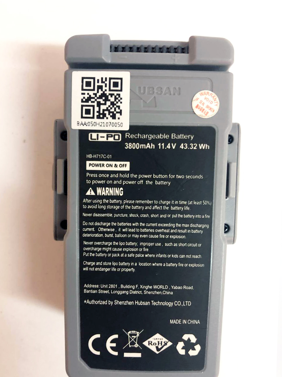 Аккумулятор Li-po 3800mAh 11.4v 43.32 Wh для квадрокоптера Hubsan Ace Pro 