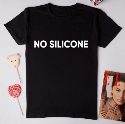 Футболка женская "NO Silicon"-черная (42-44)