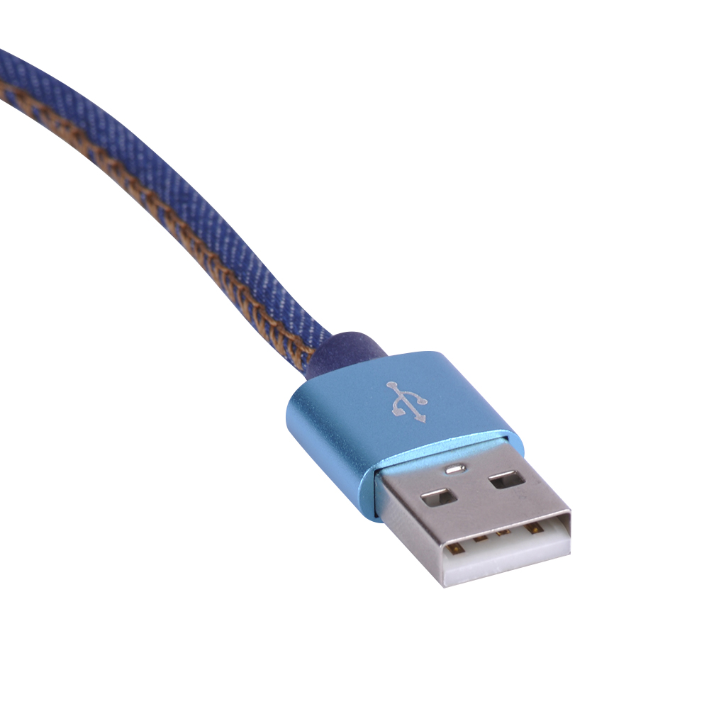 Кабель для IPhone в тканевой оплетке USB - Lightning 2.4A, 1 метр (Синий)