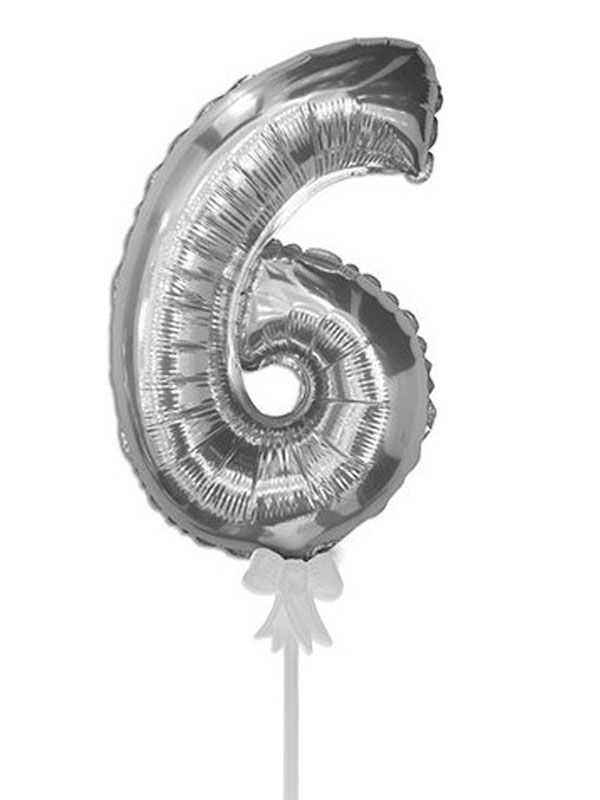 Шар-самодув (7''/18 см) Мини-цифра, Серебро (6) от Somebox