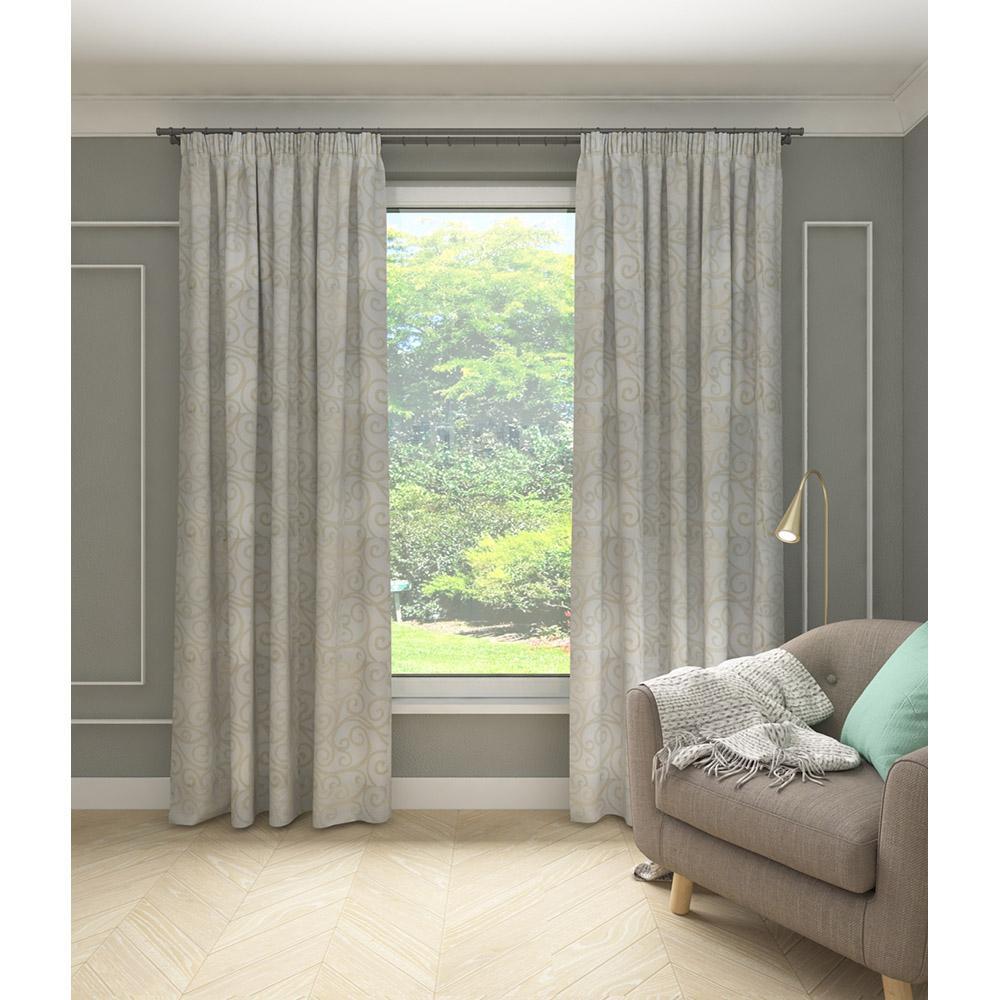 

Портьера софт бело-бежевая ШxВ 1,50x2,60 м (Белый с узором)