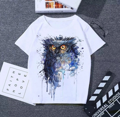 Футболка женская "Сова"-белая (42-44)