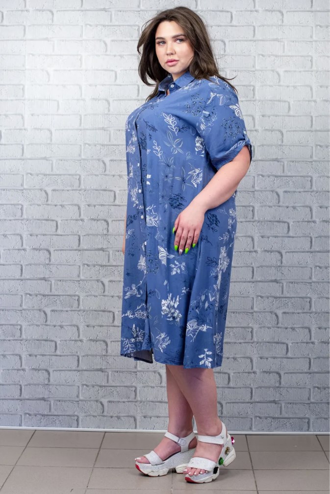Платье Qianzhidu цветок 210851 (Синий, 46)