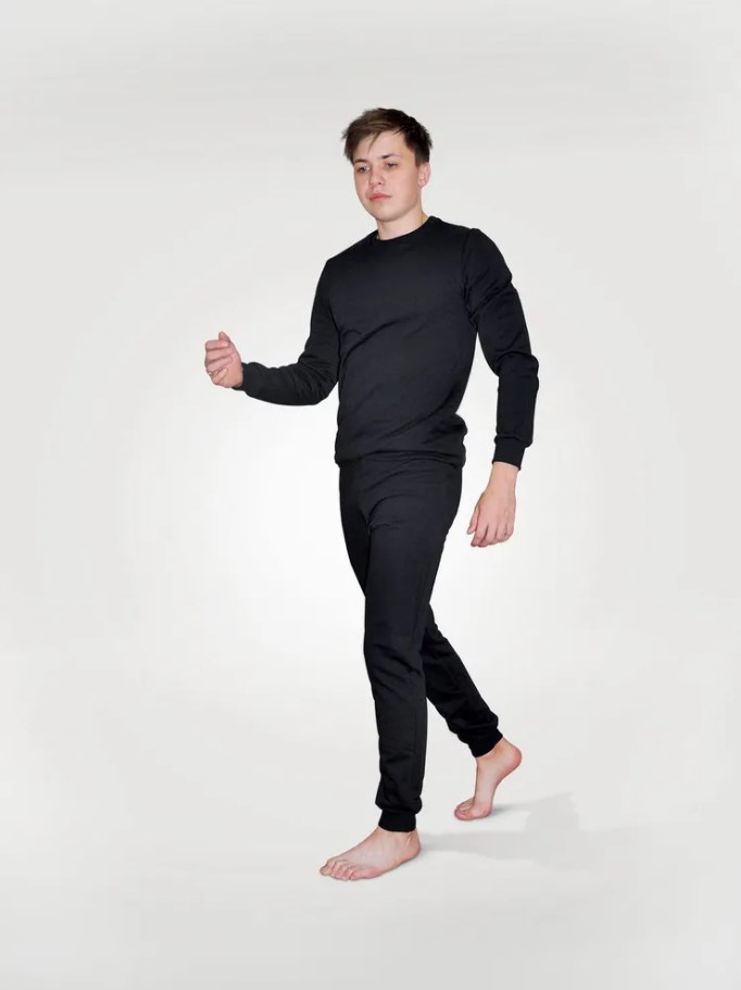 Белье нательное мужское с начесом (Черный, 44)