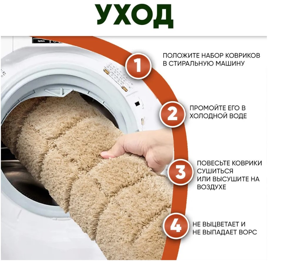 Набор ковров (туалет 50x50cm + ванна 86x53см)  (Бежевый)