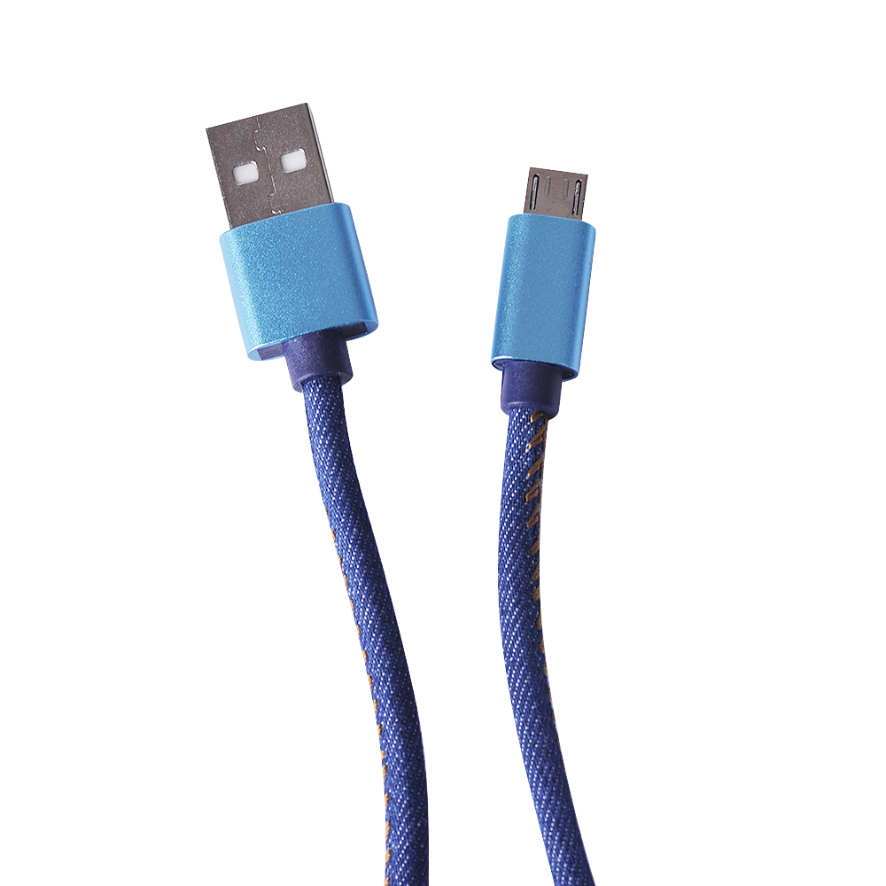 Кабель Pujimax в тканевой оплетке USB - MicroUSB 2.4A, 1 метр (Синий)