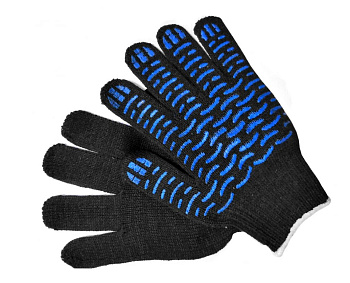 Перчатки с ПВХ 4 нити (10) черные 10 шт