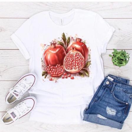 Футболка женская Гранат-белая