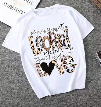 Футболка женская Леопардовый принт-белая