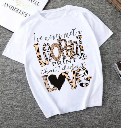 Футболка женская Леопардовый принт-белая